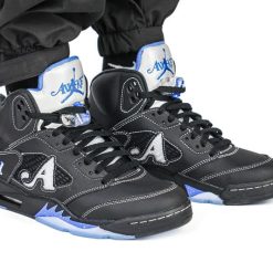 Awake NY Air Jordan 5 Racer Blue replica sneakers showcasing a vibrant blue and black colorway with premium detailing, ideal for sneaker enthusiasts and collectors.