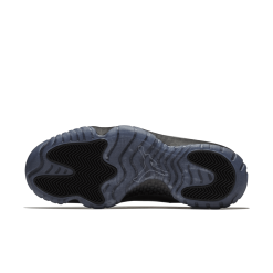 High-quality replica sneakers featuring the Air Jordan 11 Cap And Gown model, showcasing a sleek black design with glossy accents, perfect for stylish casual wear and special occasions.