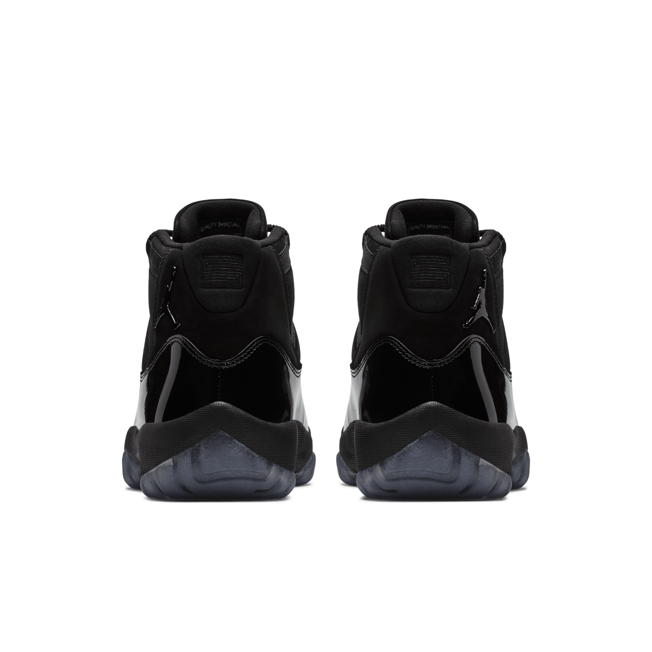 High-quality replica sneakers, Air Jordan 11 Cap And Gown, featuring a sleek black upper, patent leather detailing, and a stylish silhouette perfect for any sneaker enthusiast.