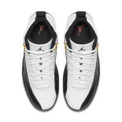 High-quality replica sneakers featuring the Air Jordan 12 Retro Taxi design, showcasing its iconic colorway and detailing.