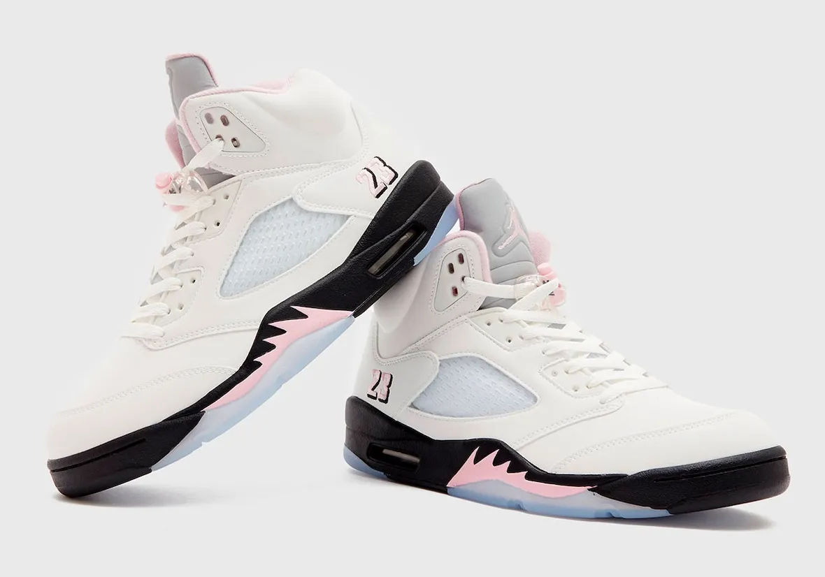 Air Jordan 5 35th Anniversary Soft Pink replica sneakers featuring a soft pink colorway, premium materials, and iconic design details, perfect for sneaker enthusiasts seeking high-quality replicas.