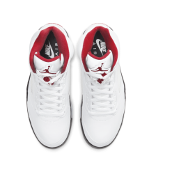 Air Jordan 5 Fire Red replica sneakers showcasing a sleek design with iconic colorway and premium materials, perfect for sneaker enthusiasts seeking quality replicas.