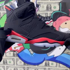High-quality Air Jordan 6 Reverse Infrared replica sneakers featuring a black upper with infrared accents and a classic design, perfect for sneaker enthusiasts and collectors.