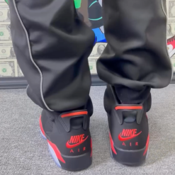Air Jordan 6 Reverse Infrared replica sneakers showcasing a stylish black and red colorway with premium detailing, perfect for sneaker enthusiasts looking for high-quality replicas.