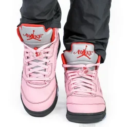 Awake NY Air Jordan 5 Arctic Pink replica sneakers featuring a unique pastel colorway, premium materials, and attention to detail, perfect for sneaker enthusiasts seeking high-quality alternatives.